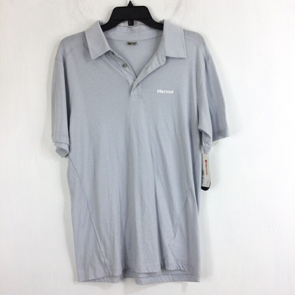 Marmot Mens Reyes Solid Casual Short Sleeve Polo Shirt Silver Size Small NWT